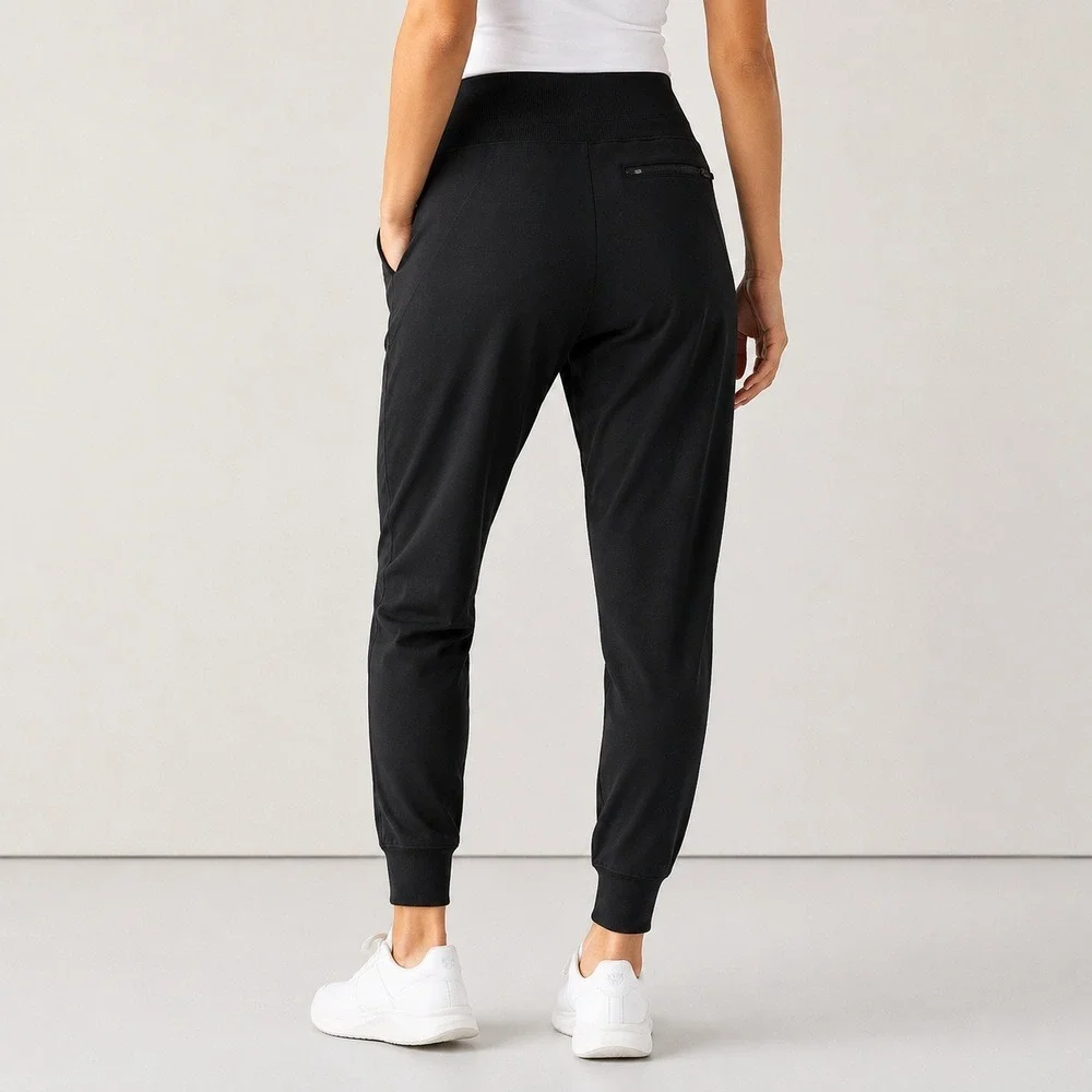 Athleta Venice Jogger Pants Black Zip Pocket Stretch Athletic Women M Medium - Picture 2 of 11